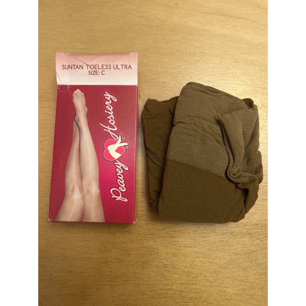 B-2-1 Hooters Girl Uniform Peavey Toeless Ultra Pantyhose Suntan Size C